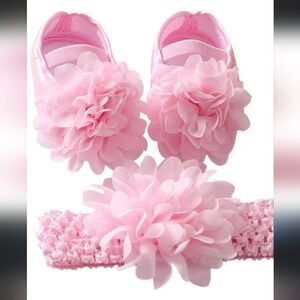 Little girl's size 12 pink shoes with matching bow headband